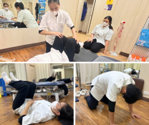 セラピストがエクササイズやストレッチをしている